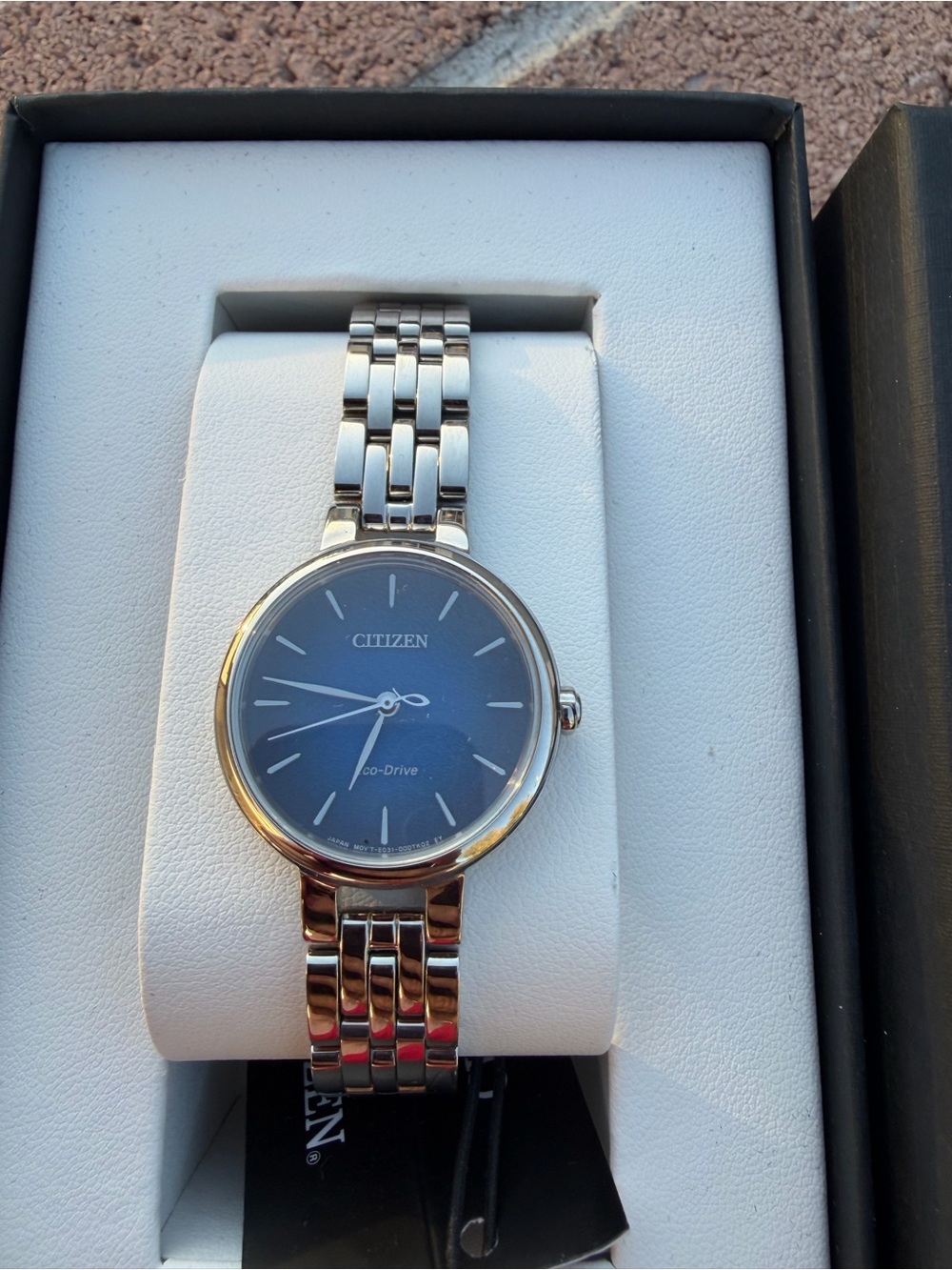 Citizen Eco-Drive Women Stainless Bracelet Watch with Blue Dial, 28mm